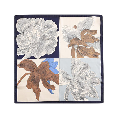 Anna-Kaci Women's Large Floral Print Square Scarf with Soft Silky Fabric Lightweight Versatile Fashion Accessory