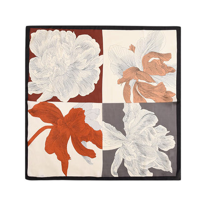 Anna-Kaci Women's Large Floral Print Square Scarf with Soft Silky Fabric Lightweight Versatile Fashion Accessory