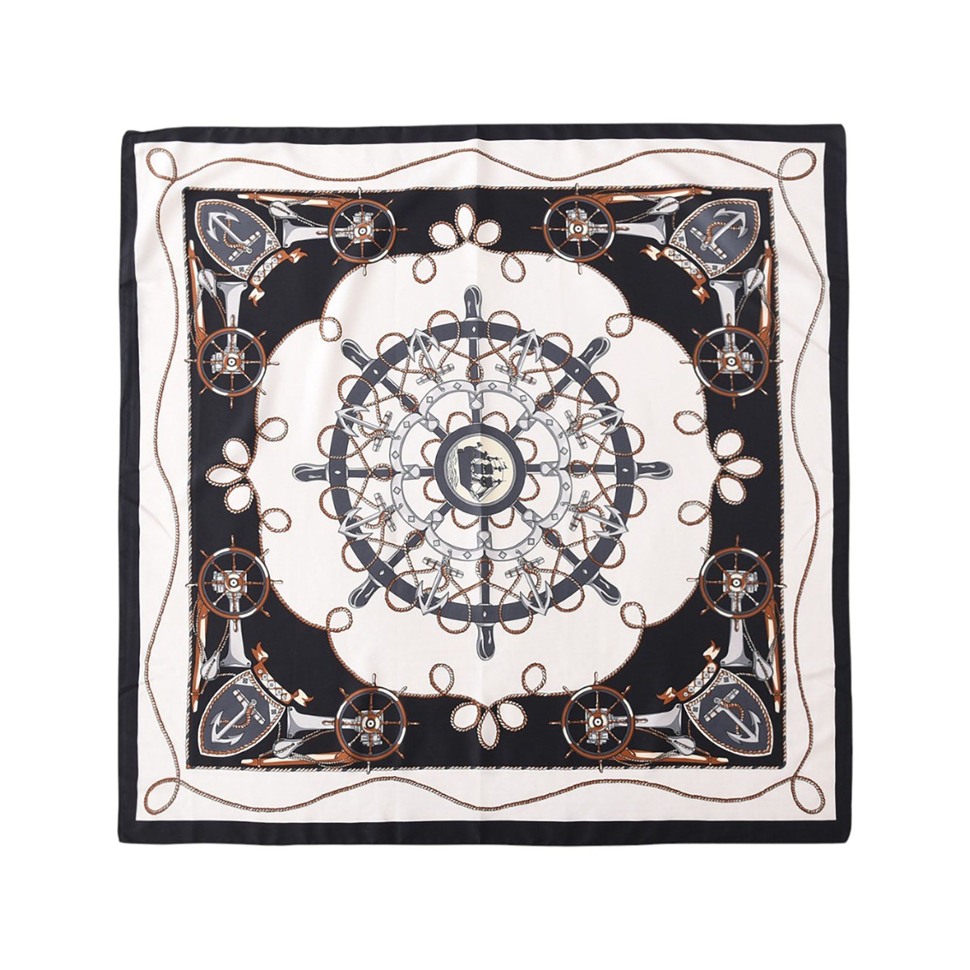 Anna-Kaci Women's Nautical Print Square Scarf with Soft Silky Fabric Lightweight Accessory for Neck Hair and Bag Styling