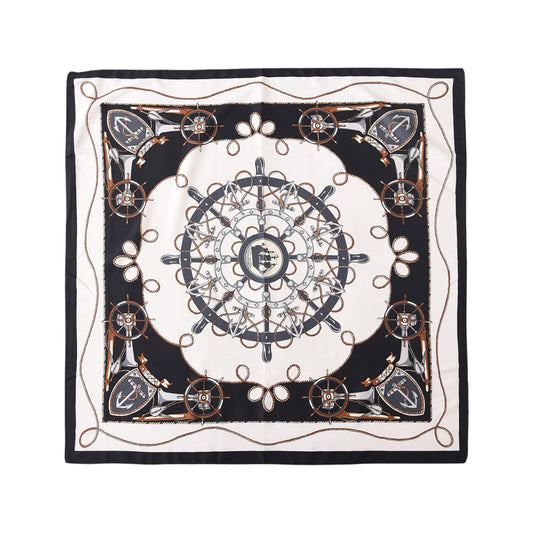 Anna-Kaci Women's Nautical Print Square Scarf with Soft Silky Fabric Lightweight Accessory for Neck Hair and Bag Styling