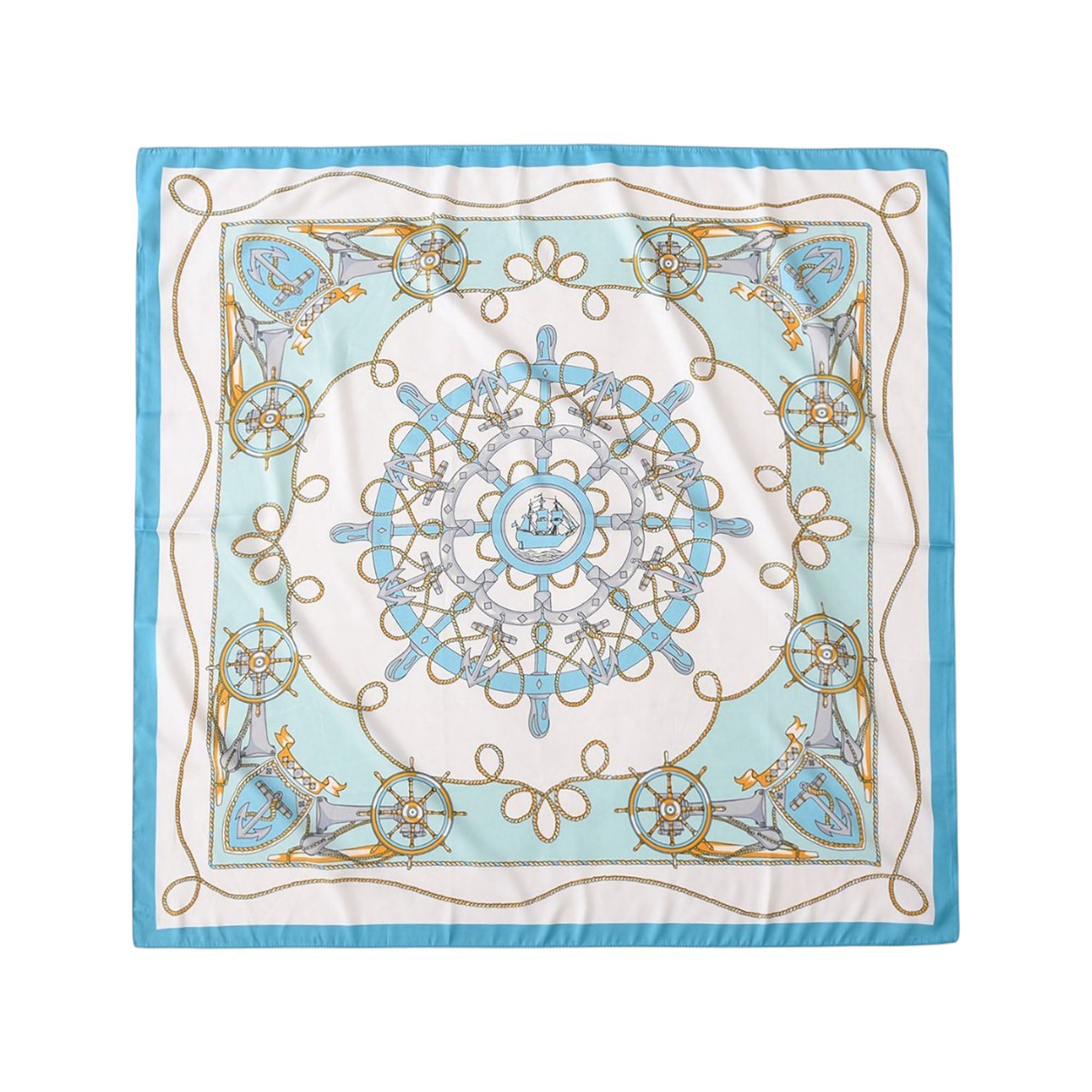 Anna-Kaci Women's Nautical Print Square Scarf with Soft Silky Fabric Lightweight Accessory for Neck Hair and Bag Styling
