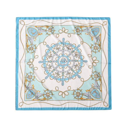 Anna-Kaci Women's Nautical Print Square Scarf with Soft Silky Fabric Lightweight Accessory for Neck Hair and Bag Styling