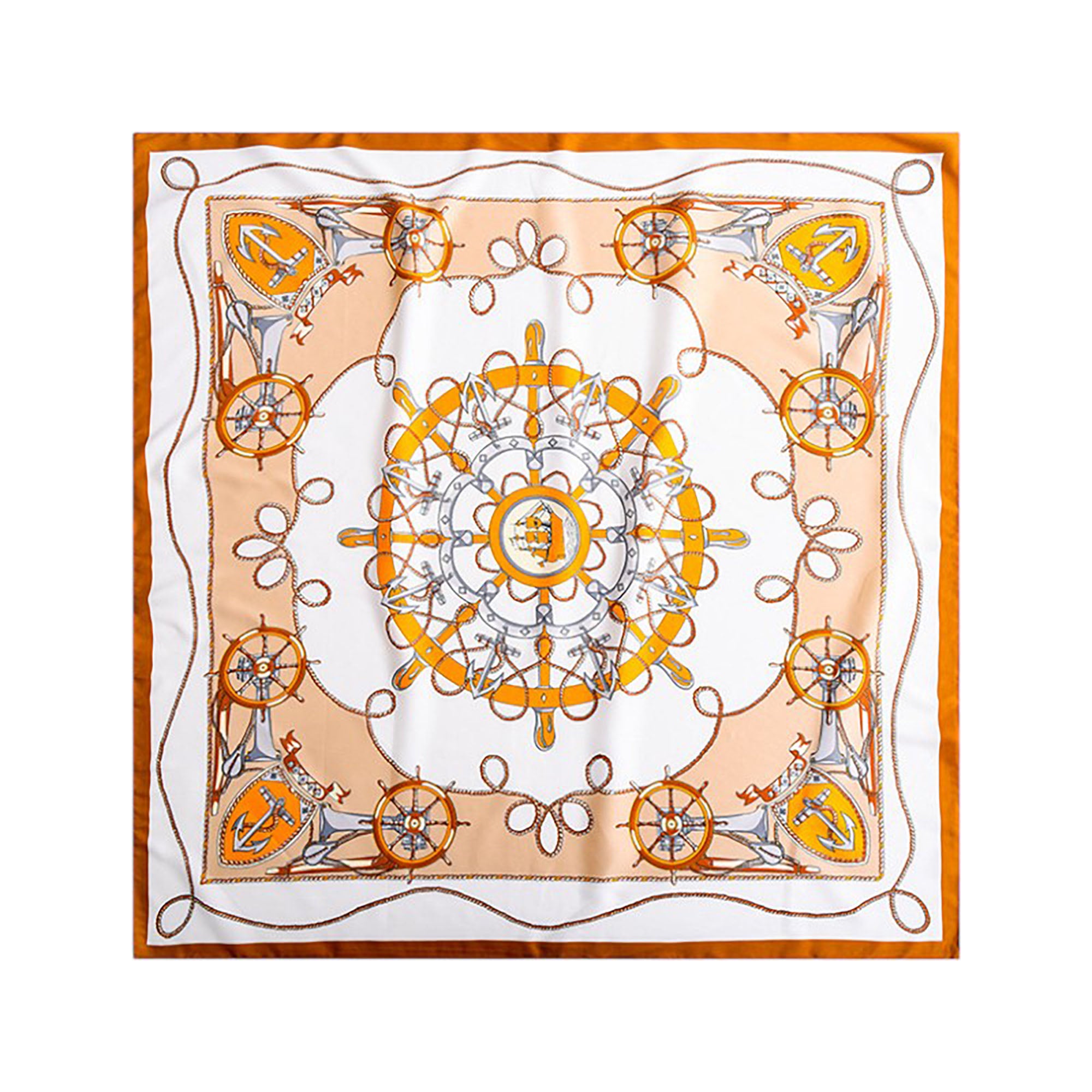 Anna-Kaci Women's Nautical Print Square Scarf with Soft Silky Fabric Lightweight Accessory for Neck Hair and Bag Styling