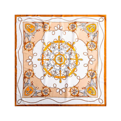 Anna-Kaci Women's Nautical Print Square Scarf with Soft Silky Fabric Lightweight Accessory for Neck Hair and Bag Styling
