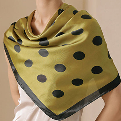 Anna-Kaci Women's Polka Dot Print Square Scarf with Soft Silky Fabric Lightweight Versatile Neck and Hair Accessory