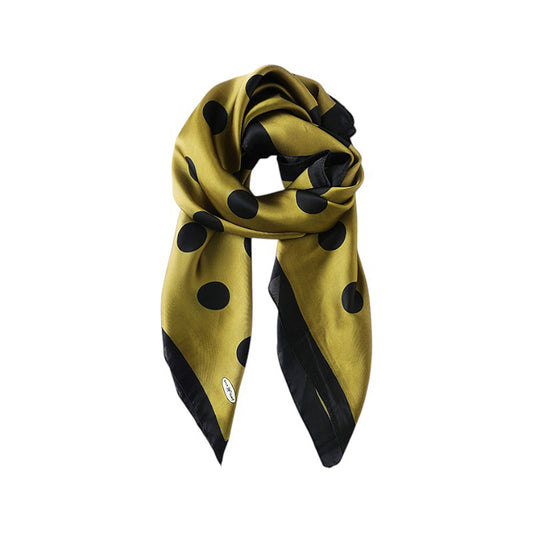 Anna-Kaci Women's Polka Dot Print Square Scarf with Soft Silky Fabric Lightweight Versatile Neck and Hair Accessory