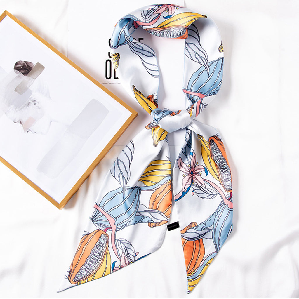 Anna-Kaci Women's Multicolor Floral Print Silky Scarf with Soft Lightweight Fabric Versatile Square Neck and Hair Accessory