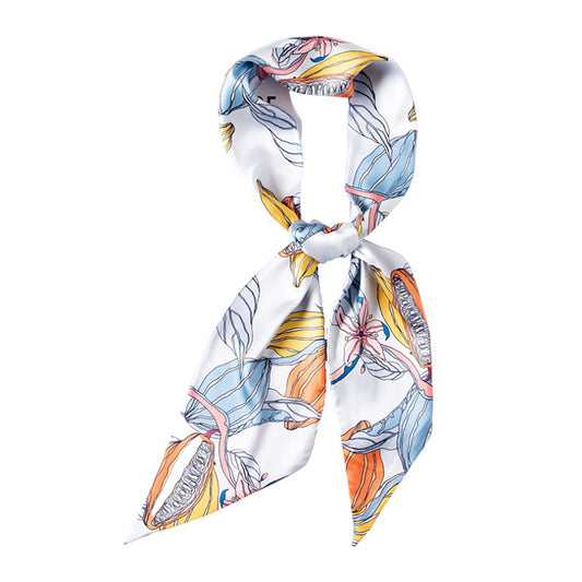 Anna-Kaci Women's Multicolor Floral Print Silky Scarf with Soft Lightweight Fabric Versatile Square Neck and Hair Accessory