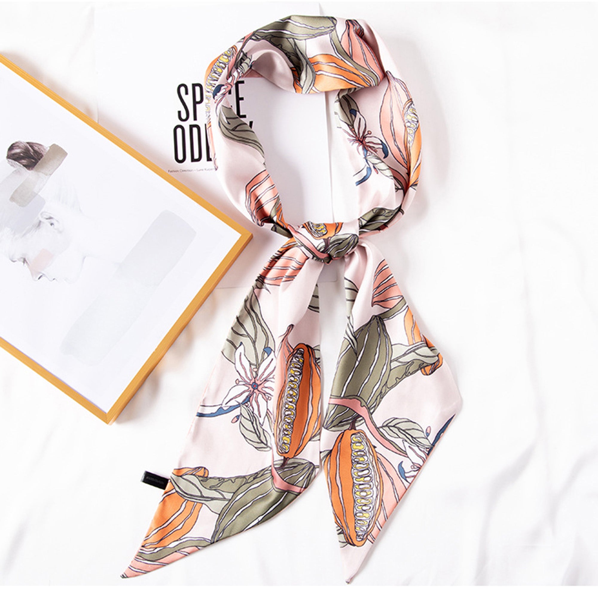 Anna-Kaci Women's Multicolor Floral Print Silky Scarf with Soft Lightweight Fabric Versatile Square Neck and Hair Accessory