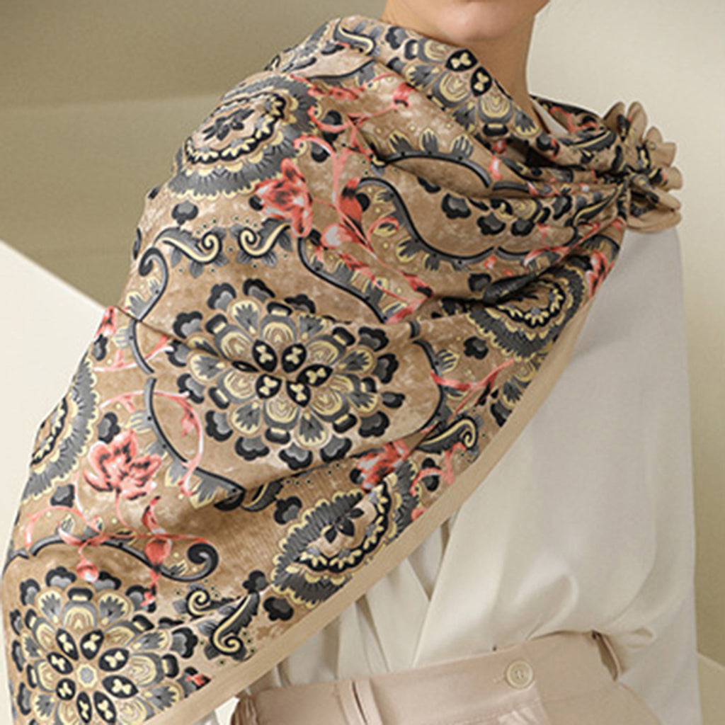 Anna-Kaci Women's Paisley Print Silky Scarf with Lightweight Soft Fabric Versatile Square Neck and Hair Accessory