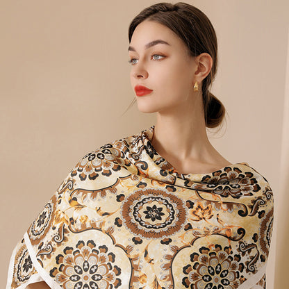 Anna-Kaci Women's Paisley Print Silky Scarf with Lightweight Soft Fabric Versatile Square Neck and Hair Accessory