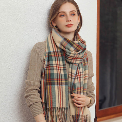Anna-Kaci Women's Plaid Fringe Scarf with Soft Woven Fabric Classic Check Pattern and Cozy Wrap Design