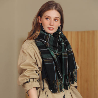 Anna-Kaci Women's Plaid Fringe Scarf with Soft Woven Fabric Classic Check Pattern and Cozy Wrap Design