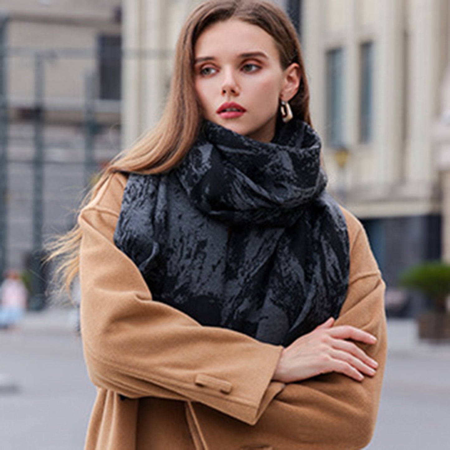 Anna-Kaci Women's Abstract Print Woven Scarf with Soft Lightweight Fabric Modern Pattern and Frayed Edge Detailing