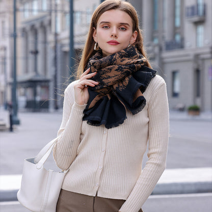 Anna-Kaci Women's Abstract Print Woven Scarf with Soft Lightweight Fabric Modern Pattern and Frayed Edge Detailing