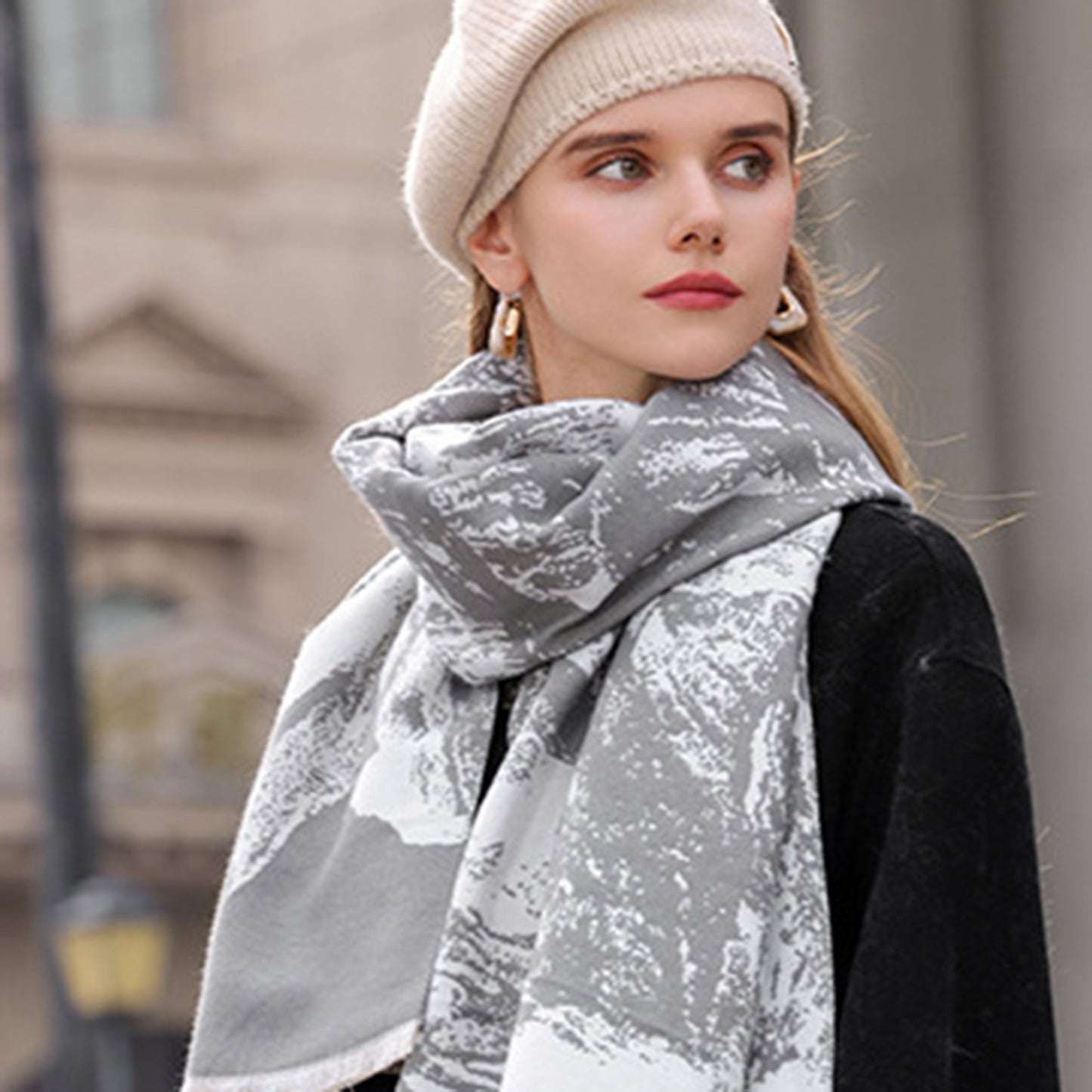 Anna-Kaci Women's Abstract Print Woven Scarf with Soft Lightweight Fabric Modern Pattern and Frayed Edge Detailing