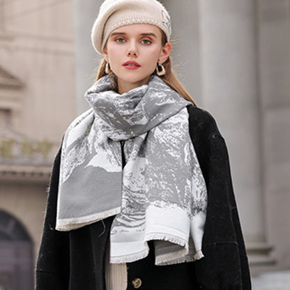 Anna-Kaci Women's Abstract Print Woven Scarf with Soft Lightweight Fabric Modern Pattern and Frayed Edge Detailing