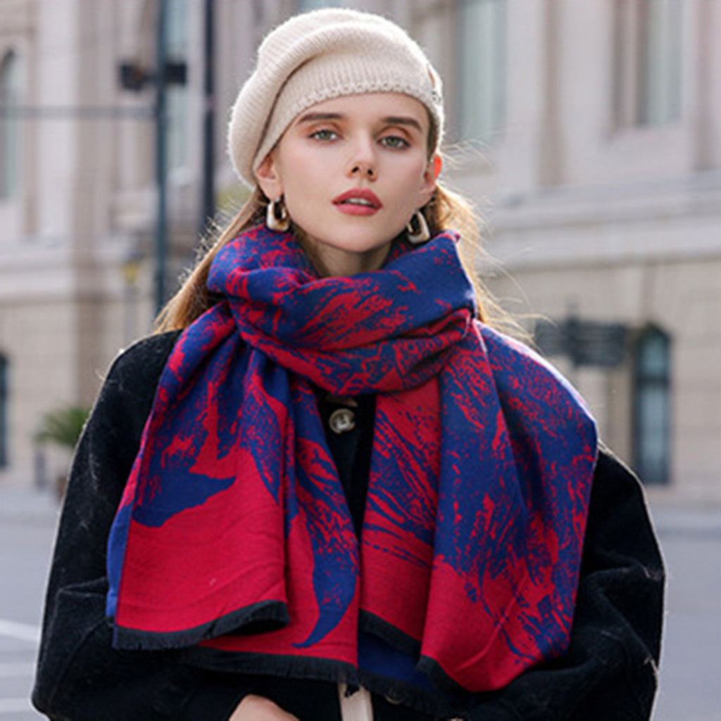 Anna-Kaci Women's Abstract Print Woven Scarf with Soft Lightweight Fabric Modern Pattern and Frayed Edge Detailing