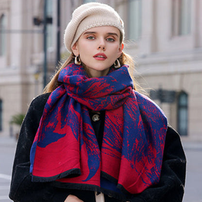 Anna-Kaci Women's Abstract Print Woven Scarf with Soft Lightweight Fabric Modern Pattern and Frayed Edge Detailing