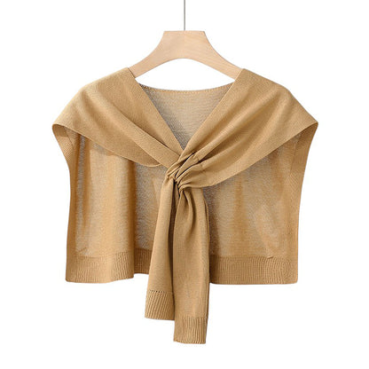 Anna-Kaci Women's Lightweight Knit Scarf Wrap with Soft Stretch Fabric Versatile Layering Shawl and Tie Front Design