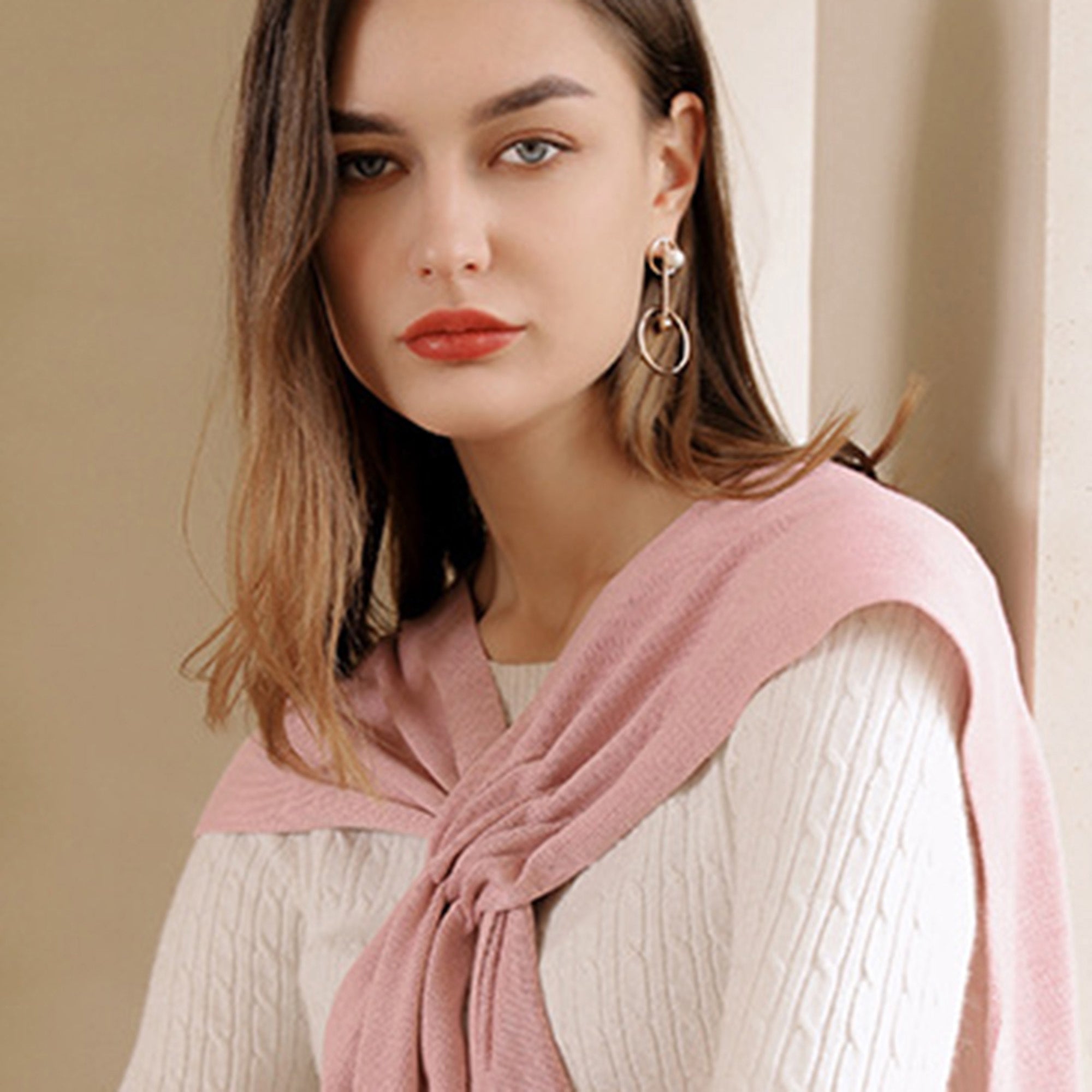 Anna-Kaci Women's Lightweight Knit Scarf Wrap with Soft Stretch Fabric Versatile Layering Shawl and Tie Front Design