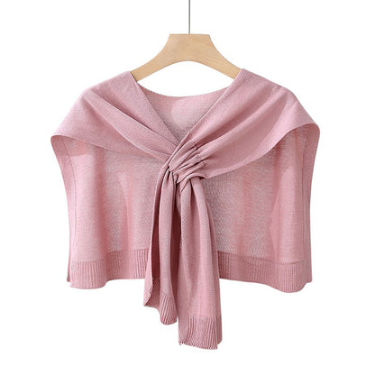 Anna-Kaci Women's Lightweight Knit Scarf Wrap with Soft Stretch Fabric Versatile Layering Shawl and Tie Front Design