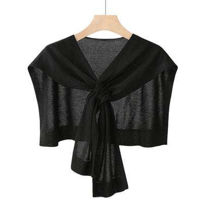 Anna-Kaci Women's Lightweight Knit Scarf Wrap with Soft Stretch Fabric Tie Front Versatile Shawl Layering Accessory