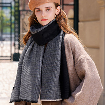 Anna-Kaci Women's Color Block Woven Scarf with Soft Cozy Fabric Modern Neutral Tones and Textured Design