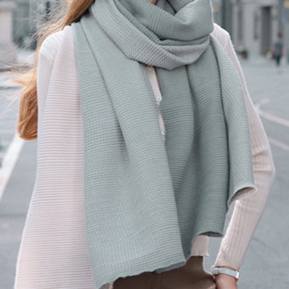 Anna-Kaci Women's Color Block Woven Scarf with Soft Cozy Fabric Modern Neutral Tones and Textured Design