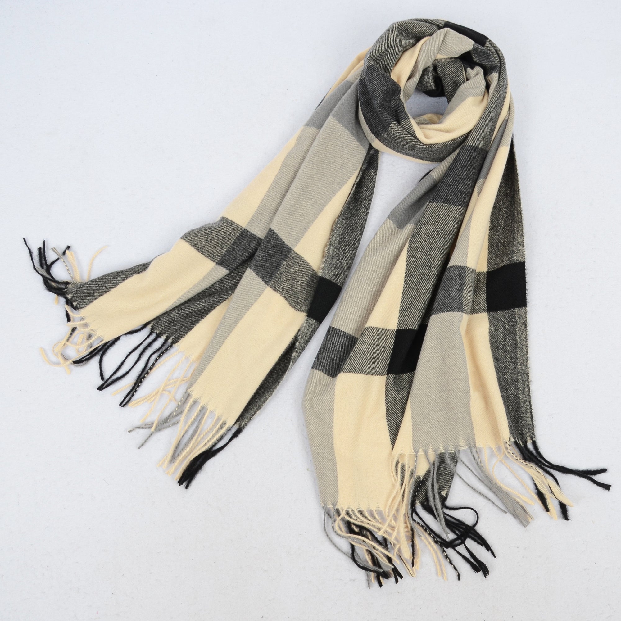 Anna-Kaci Women's Classic Oversized Plaid Scarf with Tassel Trim Wrap Warm Shawl - 71IN¡Á27IN