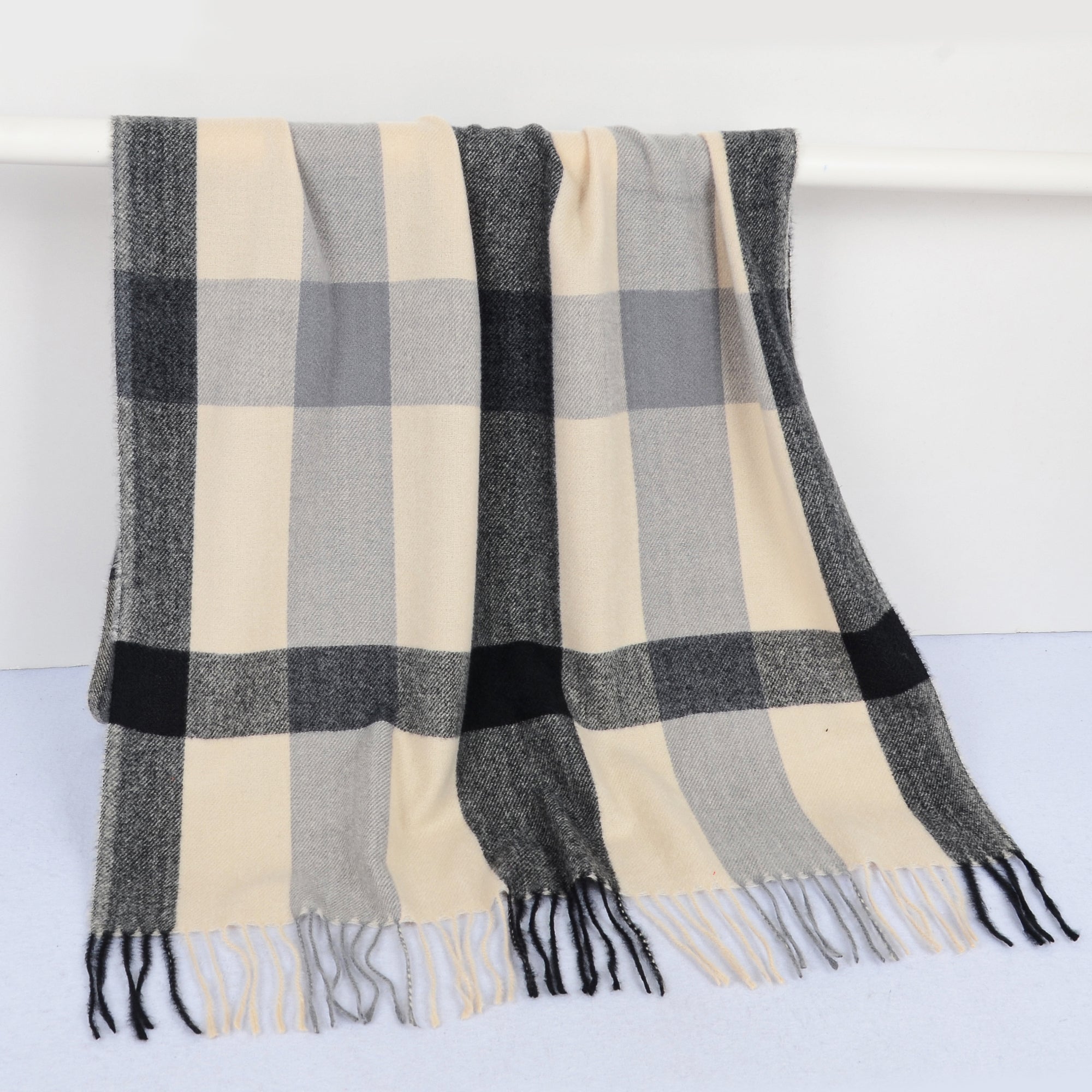 Anna-Kaci Women's Classic Oversized Plaid Scarf with Tassel Trim Wrap Warm Shawl - 71IN¡Á27IN