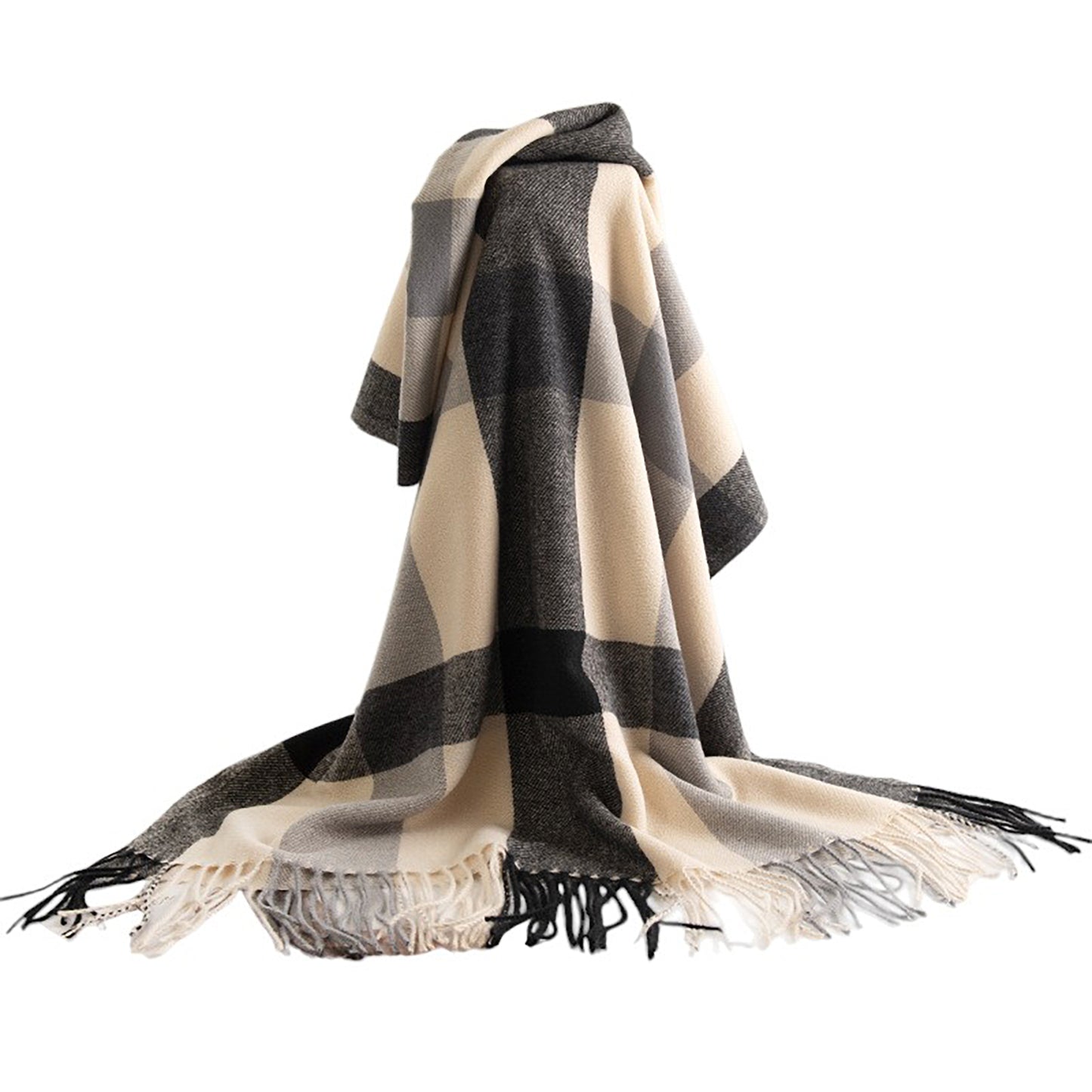 Anna-Kaci Women's Classic Oversized Plaid Scarf with Tassel Trim Wrap Warm Shawl - 71IN¡Á27IN