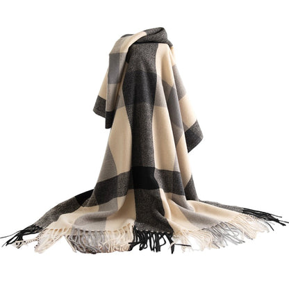 Anna-Kaci Women's Classic Oversized Plaid Scarf with Tassel Trim Wrap Warm Shawl - 71IN¡Á27IN