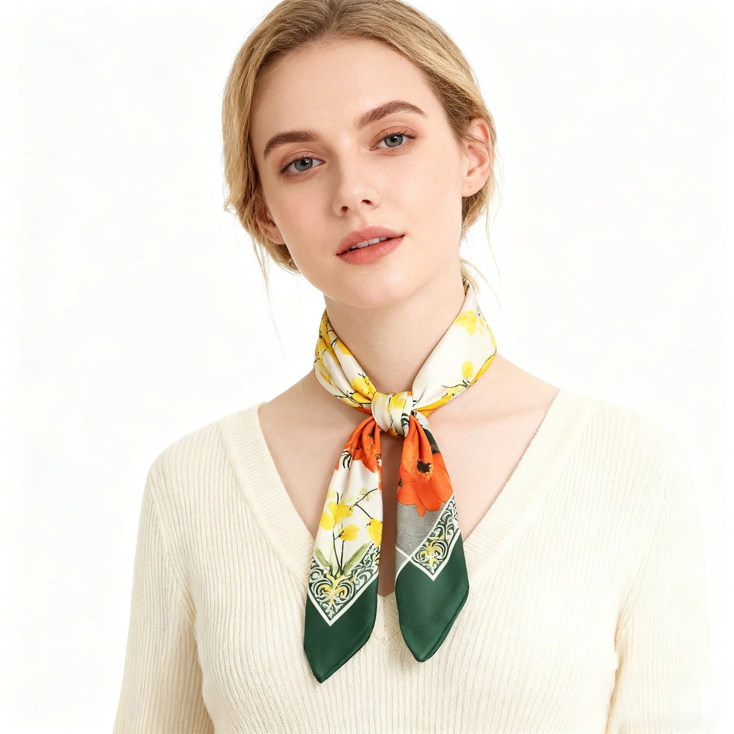 Anna-Kaci Women's Satin Square Scarf with Vibrant Artistic Prints and Versatile Styling - 27.5IN¡Á27.5IN