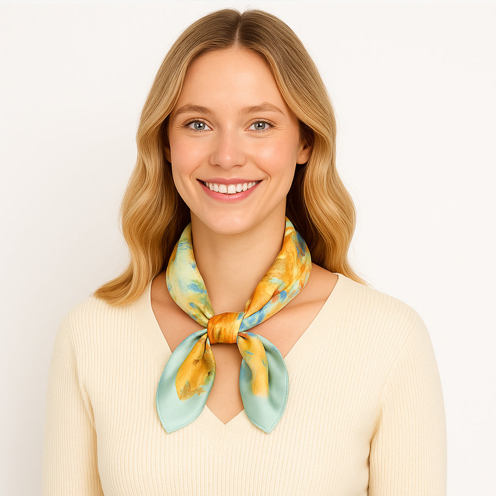 Anna-Kaci Women's Satin Square Scarf with Vibrant Artistic Prints and Versatile Styling - 27.5IN¡Á27.5IN