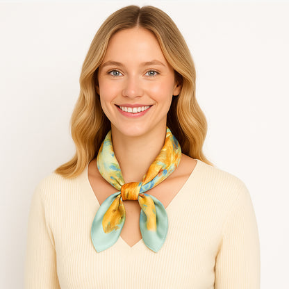 Anna-Kaci Women's Satin Square Scarf with Vibrant Artistic Prints and Versatile Styling - 27.5IN¡Á27.5IN