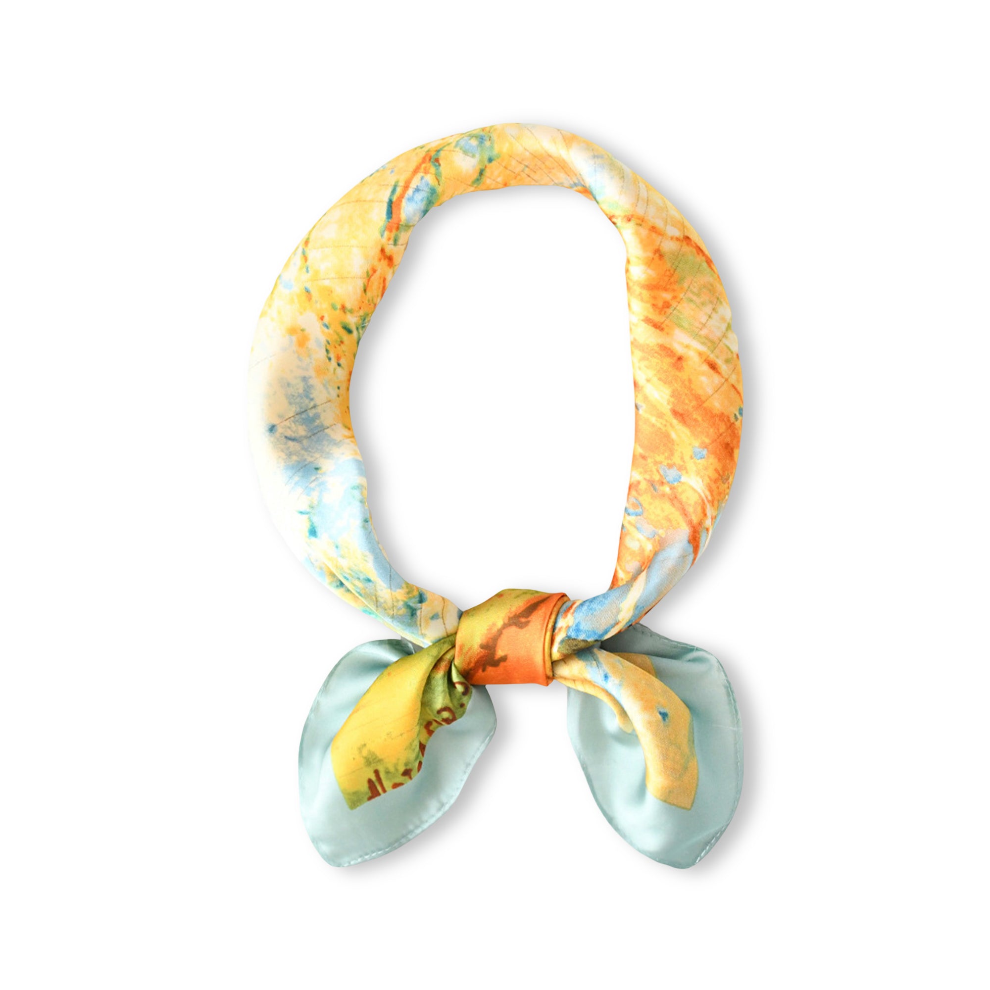 Anna-Kaci Womens Floral Print Satin Square Neck Scarf Lightweight Soft Fashion Accessory
