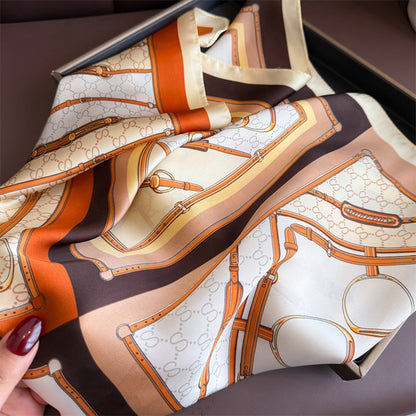 Anna-Kaci Women's Satin Square Scarf with Elegant Print Design for Neck and Hair Accessories - 27.5IN¡Á27.5IN