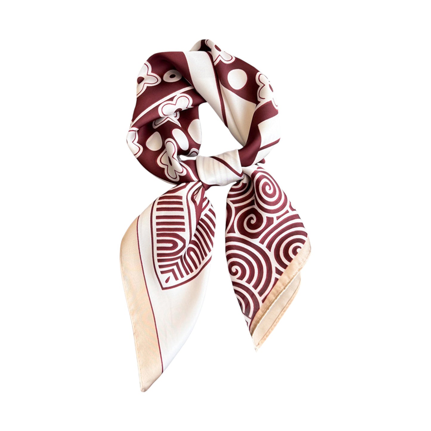 Anna-Kaci Women's Satin Square Scarf with Elegant Print Design for Neck and Hair Accessories - 27.5IN¡Á27.5IN