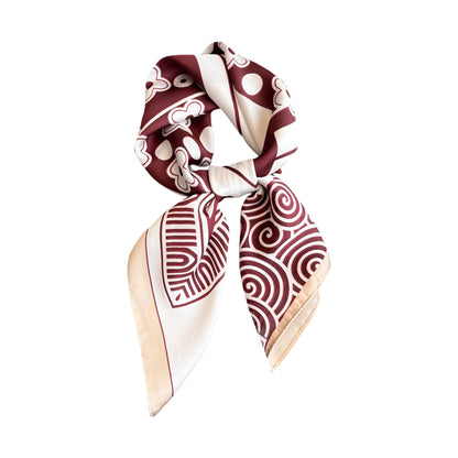 Anna-Kaci Women's Satin Square Scarf with Elegant Print Design for Neck and Hair Accessories - 27.5IN¡Á27.5IN