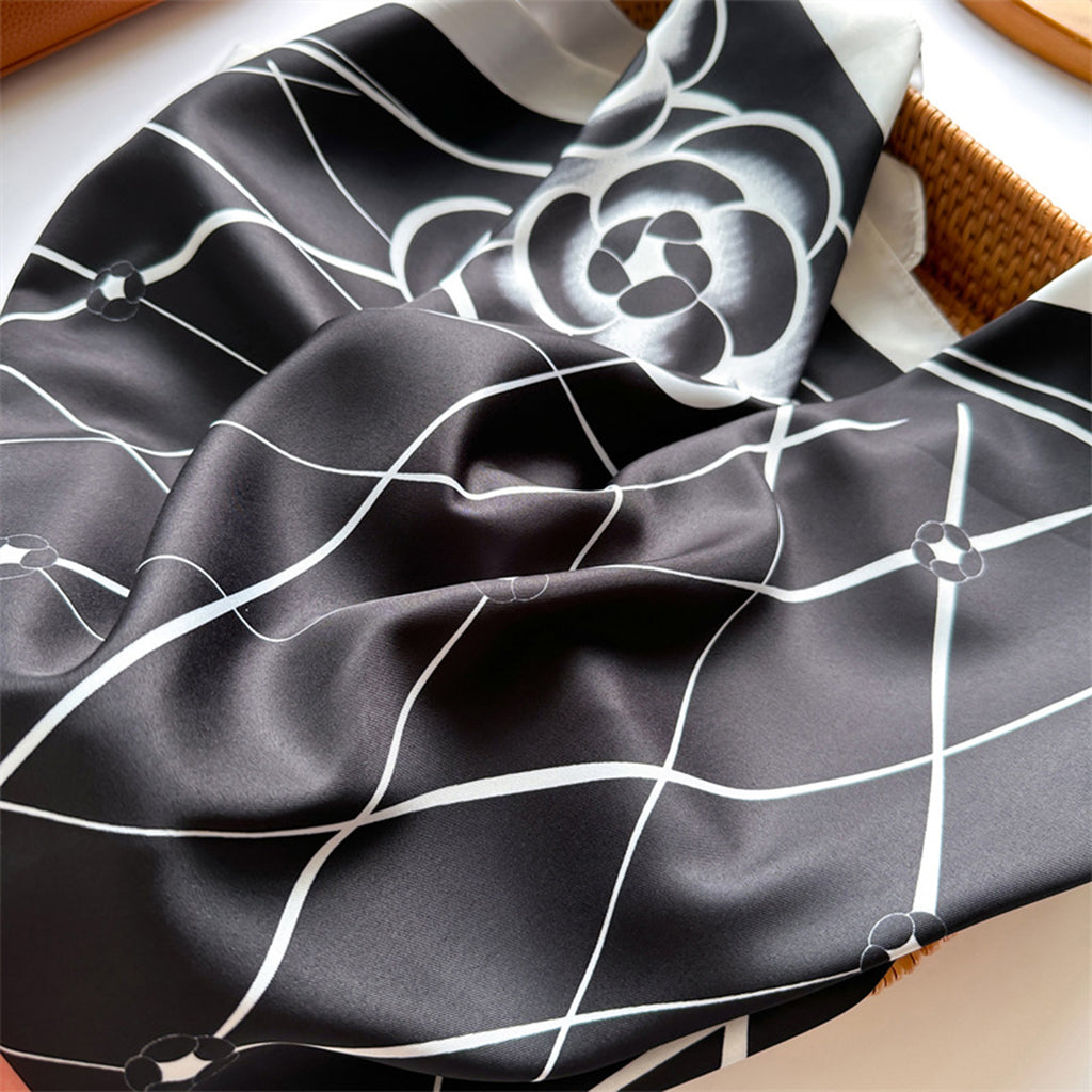 Anna-Kaci Oversized Women's Stripe Satin Square Scarf Fashionable Neck Hair Bag Accessory - 35.4IN¡Á35.4IN