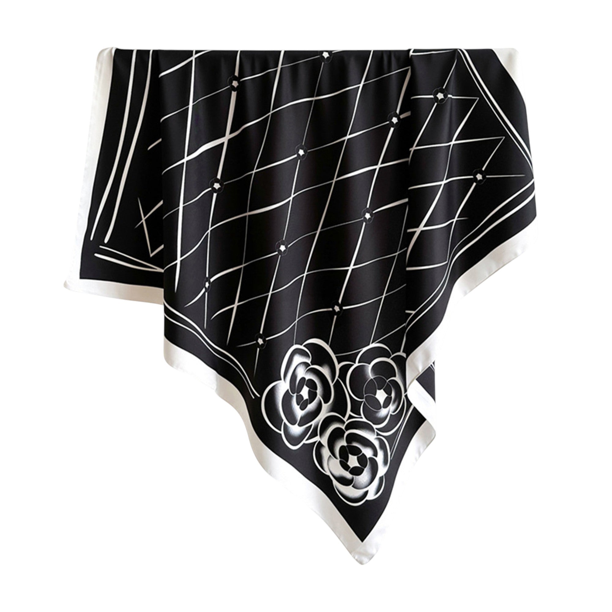 Anna-Kaci Oversized Women's Stripe Satin Square Scarf Fashionable Neck Hair Bag Accessory - 35.4IN¡Á35.4IN