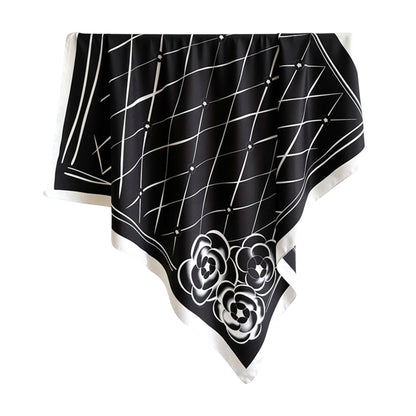 Anna-Kaci Oversized Women's Stripe Satin Square Scarf Fashionable Neck Hair Bag Accessory - 35.4IN¡Á35.4IN