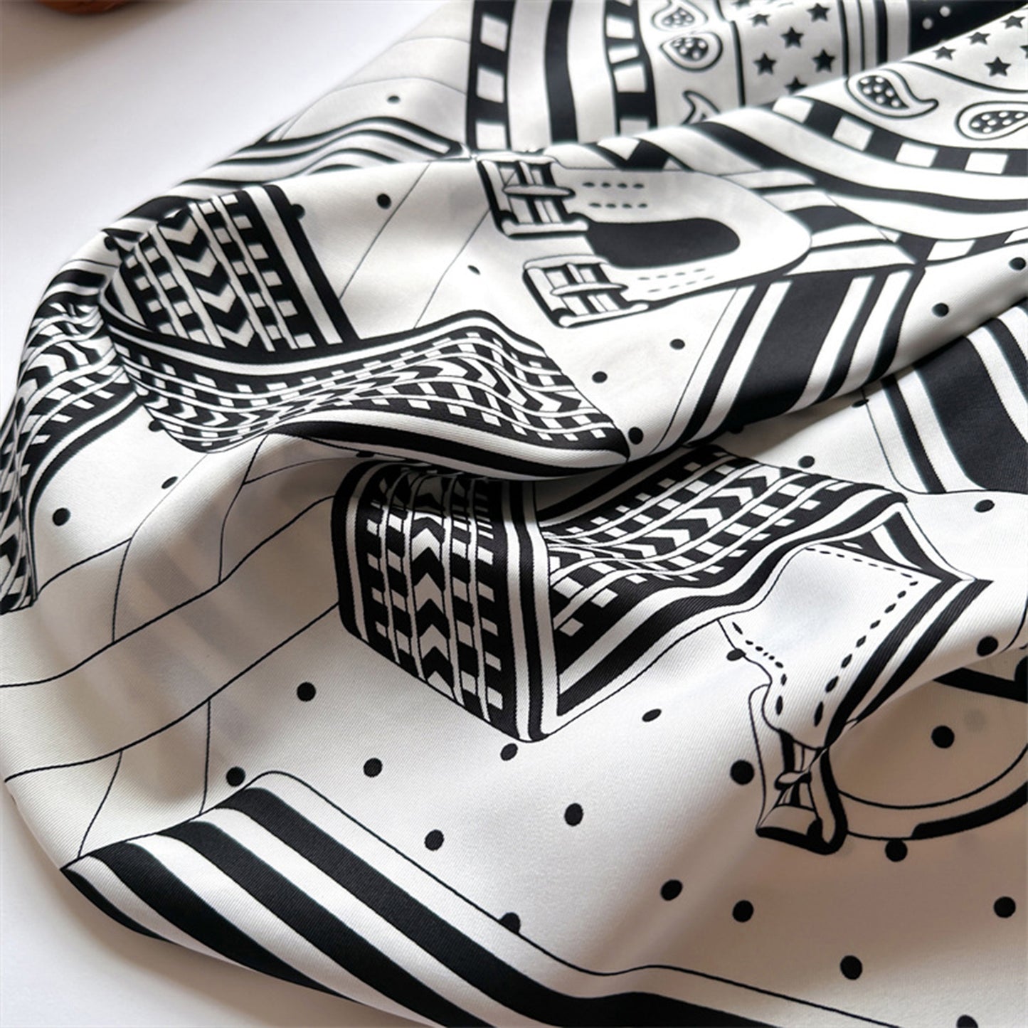 Anna-Kaci Women's Oversized Satin Square Scarf with Classic Patchwork Cashew Twill Pattern - 35.4IN¡Á35.4IN