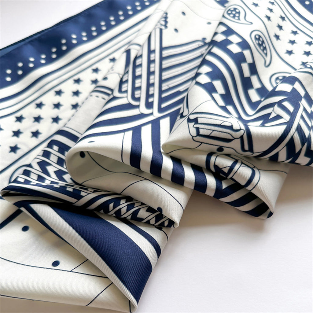 Anna-Kaci Womens Satin Square Scarf with Graphic Border Print Lightweight Smooth Finish