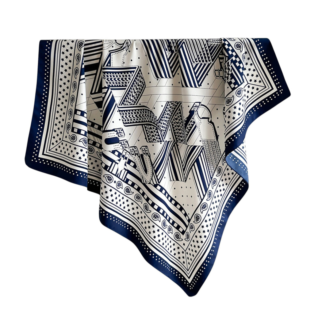 Anna-Kaci Women's Oversized Satin Square Scarf with Classic Patchwork Cashew Twill Pattern - 35.4IN¡Á35.4IN