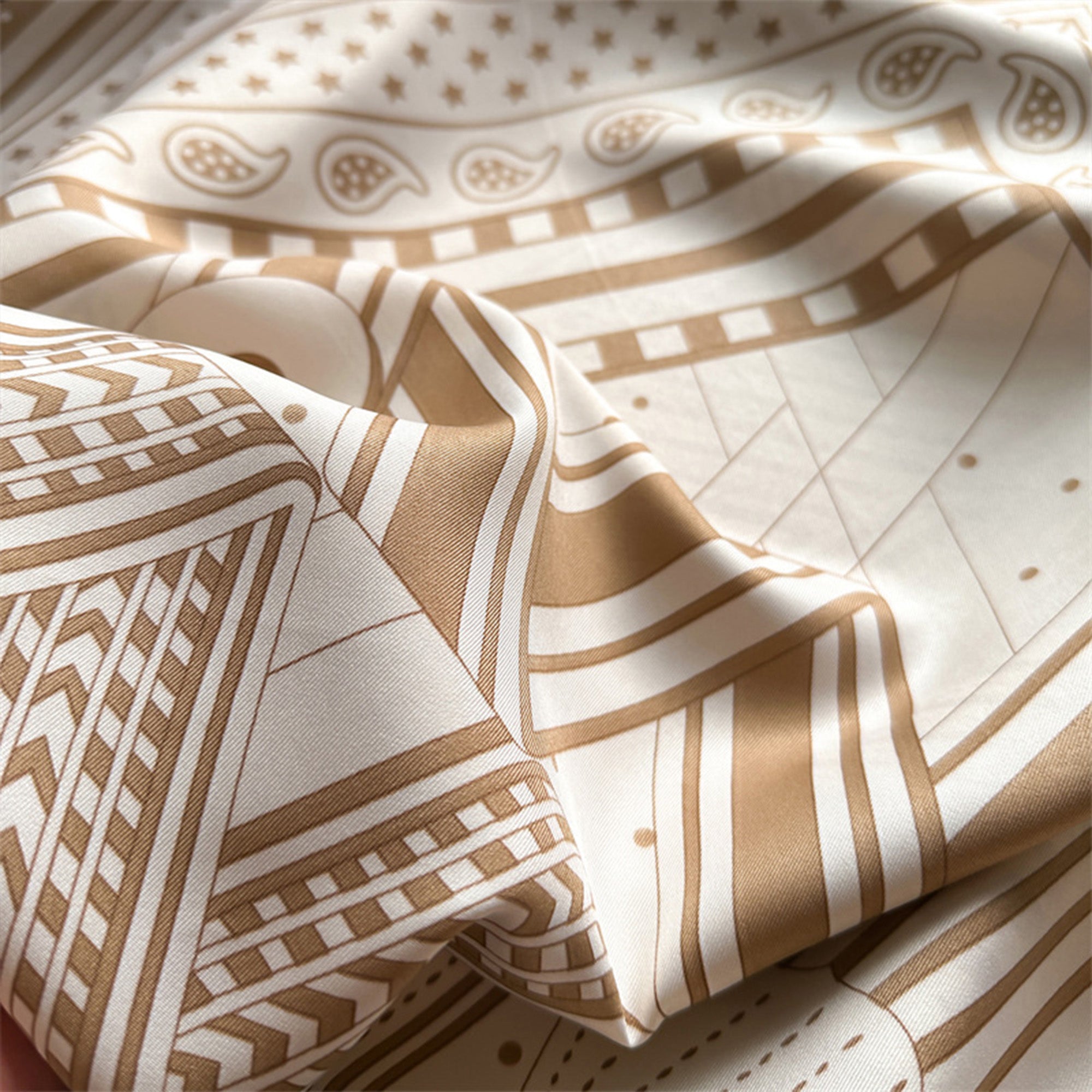 Anna-Kaci Womens Satin Square Scarf with Graphic Border Print Lightweight Smooth Finish