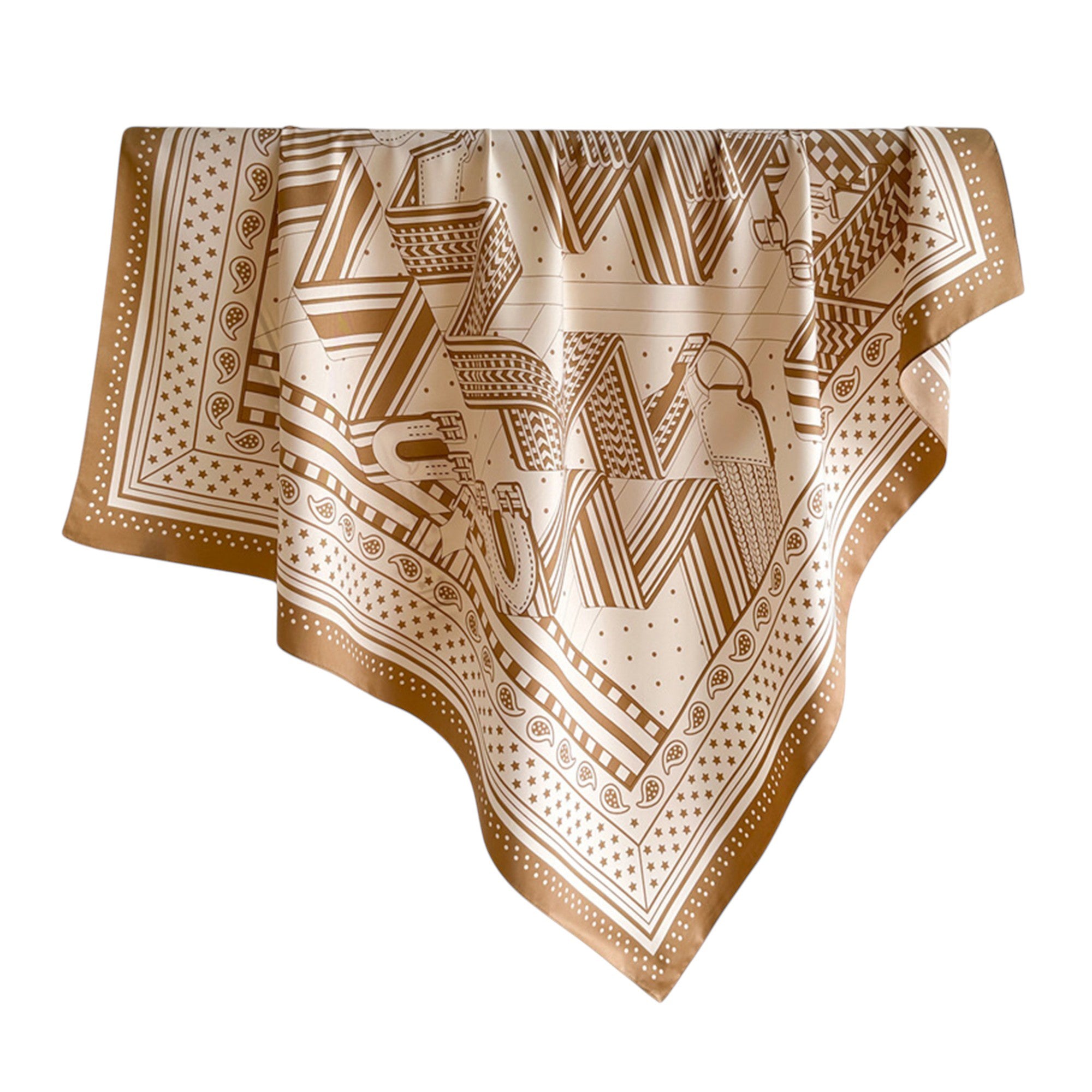 Anna-Kaci Women's Oversized Satin Square Scarf with Classic Patchwork Cashew Twill Pattern - 35.4IN¡Á35.4IN