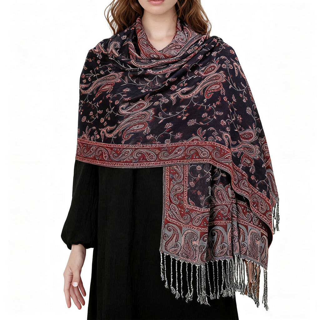 Anna-Kaci Autumn Winter Vintage Faux Cashmere Tassel Shawl Wrap with Soft Breathable Weave - 71IN¡Á27IN