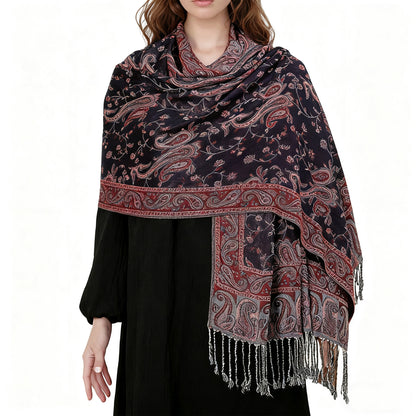 Anna-Kaci Autumn Winter Vintage Faux Cashmere Tassel Shawl Wrap with Soft Breathable Weave - 71IN¡Á27IN